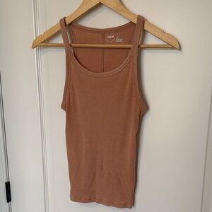 aerie Scoop Neck Ribbed Tank in Warm Clay